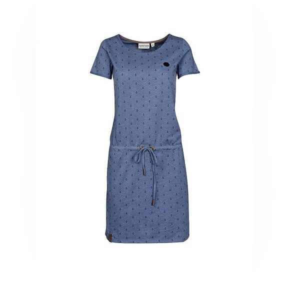 NAKETANO Star Print Shirt Dress | Blue Jersey, Drawstring Waist | Women’s Medium - Picture 1 of 14